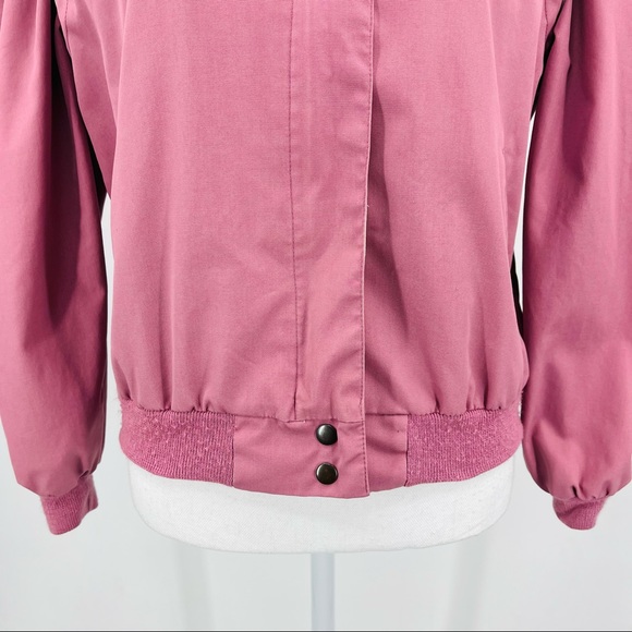 Vintage 80s Womens Bomber Jacket Coat Pink Windbreaker Size L - Picture 9 of 10